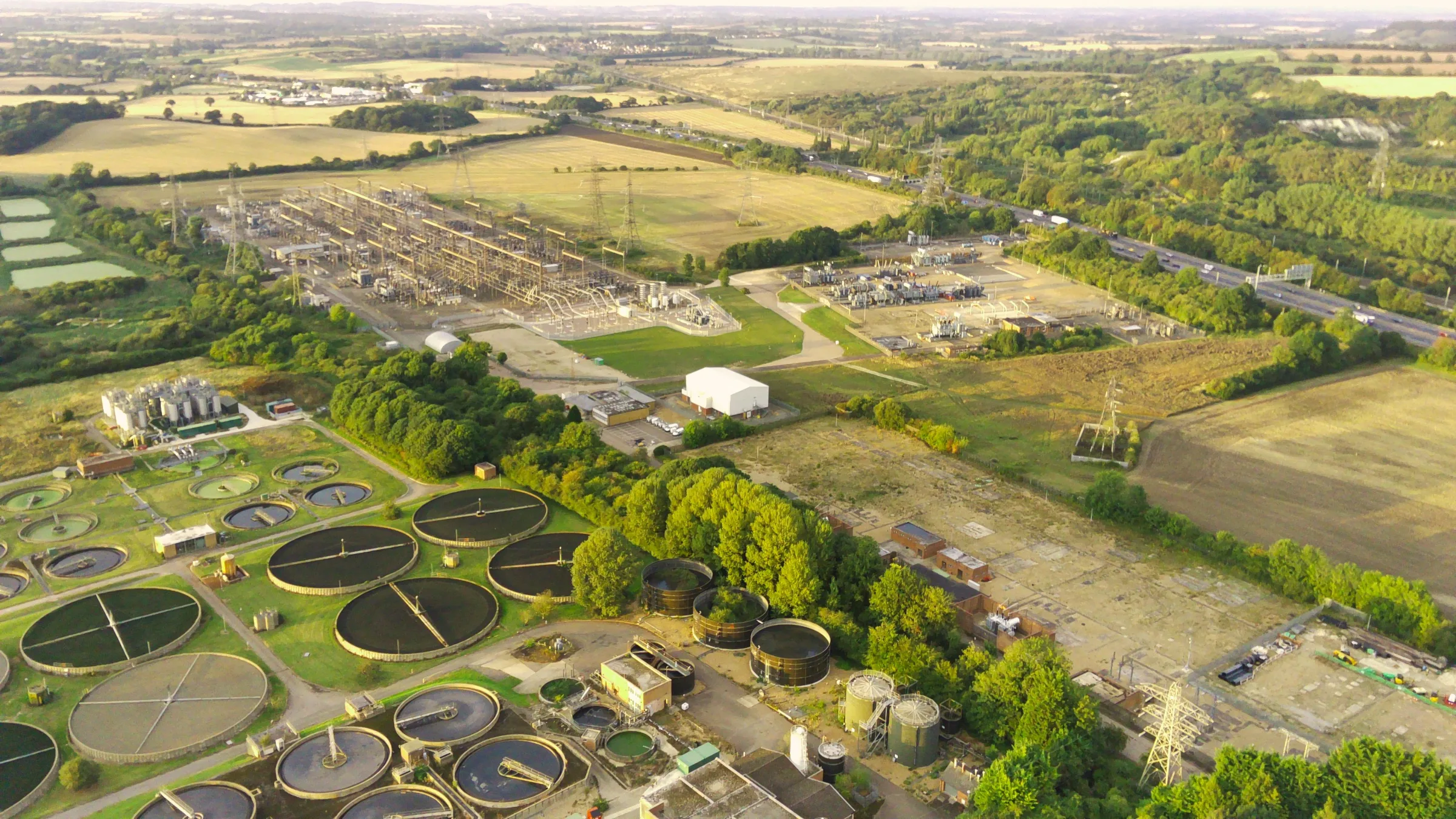 Aerial view of a regional wastewater treatment facility